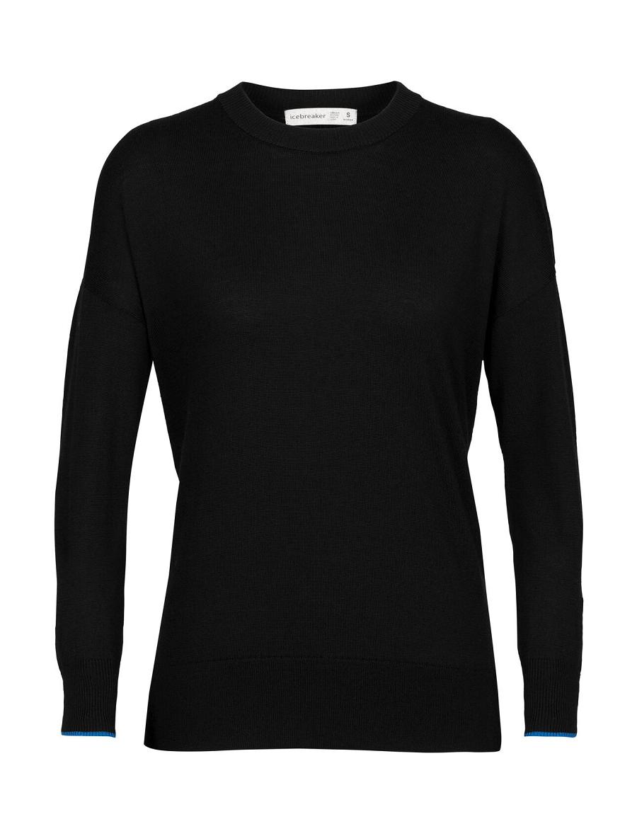 Black / Lazurite Icebreaker Merino Shearer Crewe Women's Sweaters | AU 1632CTVE